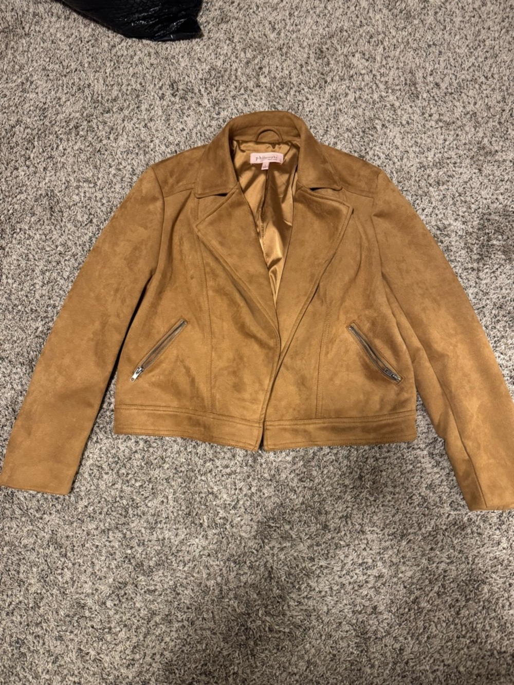 Philosophy Camel Suede Moto Jacket